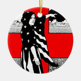 Lady Liberty WWI US Patriotic Poster 1918 Keramik Ornament