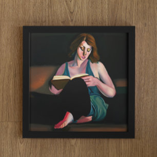 Lady liest ein Buch und entspannt sich gerade Poster