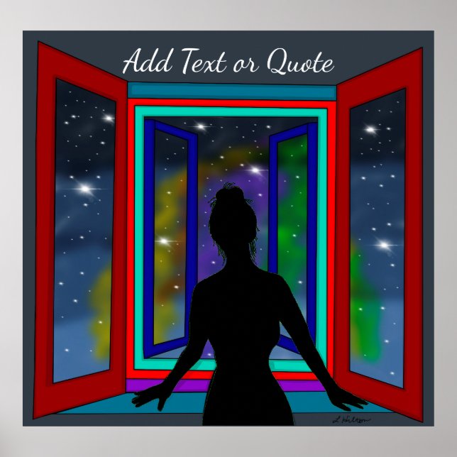 Lady Looking out Window Personalized Quote Poster (Vorne)