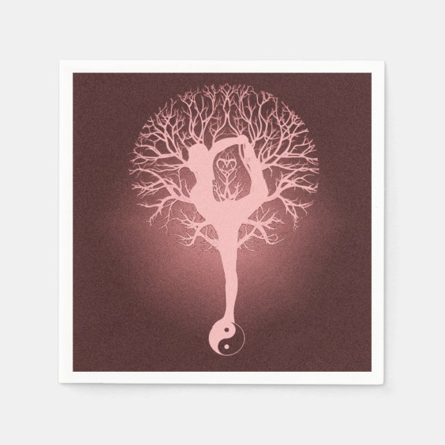 Lady macht Yoga mit rotem Hintergrund. Serviette (Vorderseite)