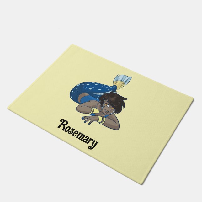 Lady Mermaid individuelle Name Fußmatte (Schrägansicht)