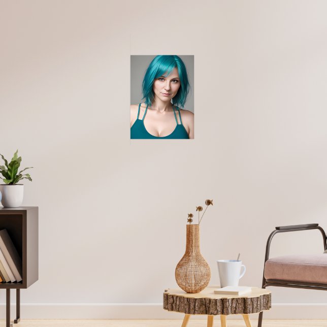 Lady mit Aquamariner Haare Poster (Wohnzimmer 3)