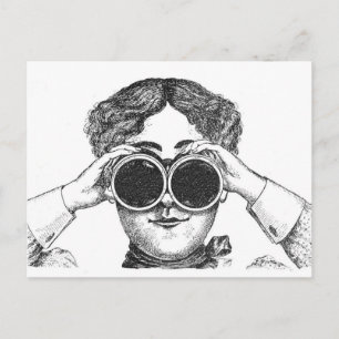 Lady mit Binoculars Postkarte
