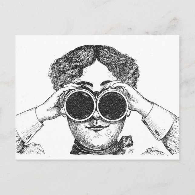 Lady mit Binoculars Postkarte (Vorderseite)