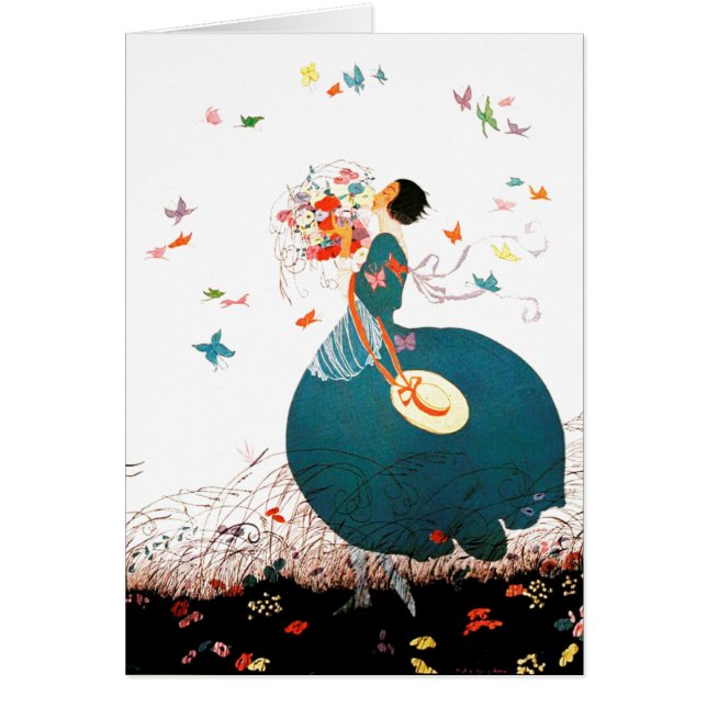 LADY MIT BLUME BOUQUET UND SCHALTFLÄDEN (Vorne)