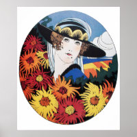 Lady mit Chrysanthemum-Blume