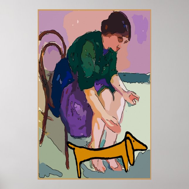Lady mit Dackel Poster (Vorne)