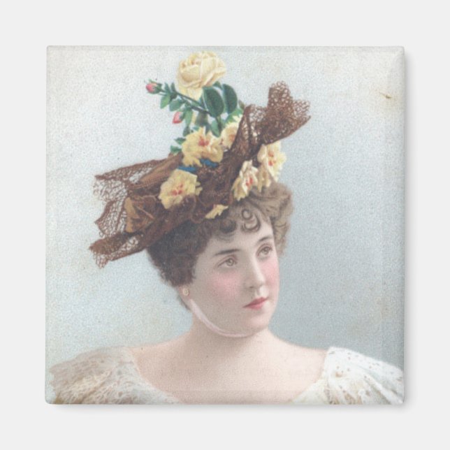 Lady mit dem Gelben Rosenhut Magnet (Vorne)