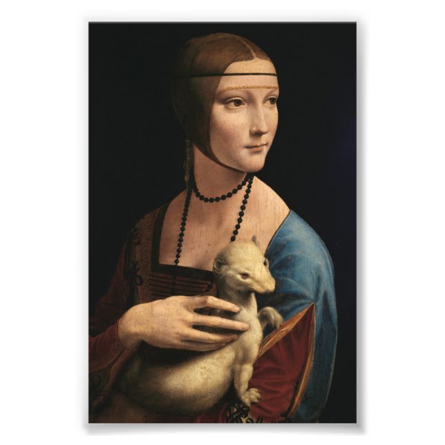 Lady mit einem Ermine von Leonardo da Vinci Fotodruck (Vorne)