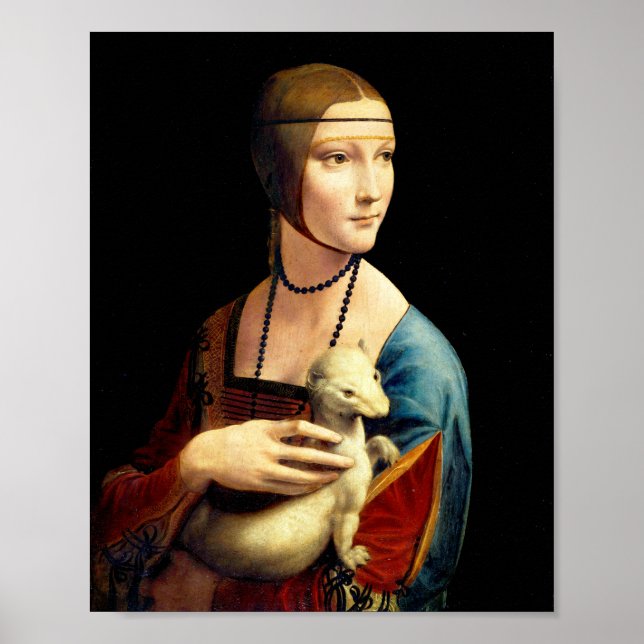 Lady mit einem Ermine von Leonardo Da Vinci Poster (Vorne)