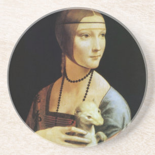Lady mit einem Ermine von Leonardo da Vinci Sandstein Untersetzer