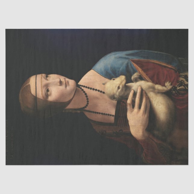 Lady mit einem Ermine von Leonardo da Vinci Seidenpapier (Vorderseite)
