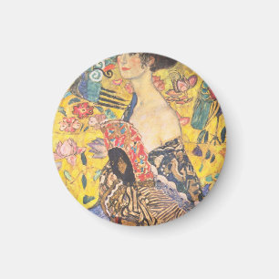 Lady mit einem Lüfterwächter Klimt Magnet