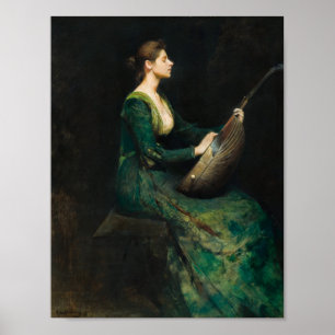 Lady mit einer Laute von Thomas Dewing Poster