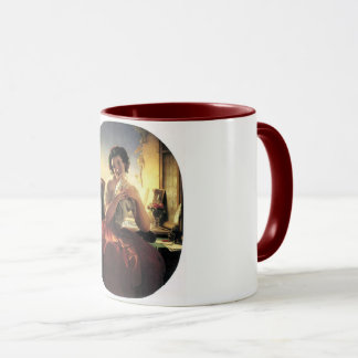 Lady mit einer Taubenkaffee-Tasse Tasse