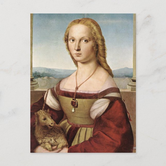 Lady mit Einhorn Postkarte (Vorderseite)