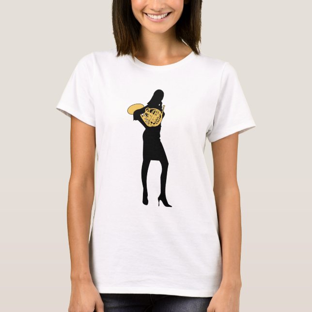 Lady mit französischem Horn T-Shirt (Vorderseite)