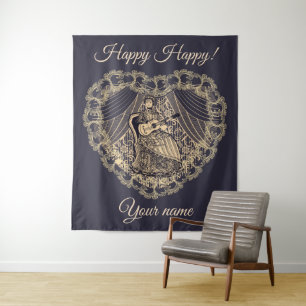 Lady mit Gitarre Wandteppich