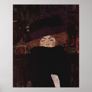 Lady mit Hut und Feather Boa — Gustav Klimt 1909 Poster