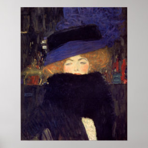 Lady mit Hut und Feather Boa - Gustav Klimt Poster