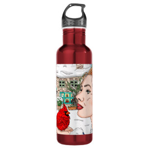 Lady mit Kardinal Englische Hütte Edelstahlflasche