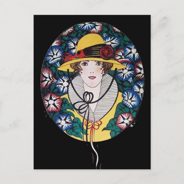 Lady mit Morning Glories Postkarte (Vorderseite)