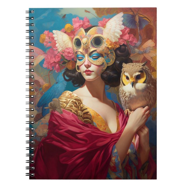 Lady mit Owl Fantasy Art Notizblock (Vorderseite)