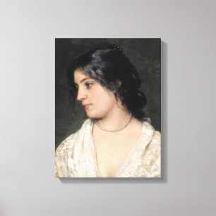 Lady mit Pearl Necklace (von Eugene de Blaas) Leinwanddruck