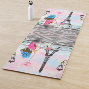 Lady mit Pink Balloon Yoga Mat - I Liebe Paris Yogamatte