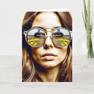 Lady mit Reflektion in ihrer Sonnenbrille Ai Art Dankeskarte