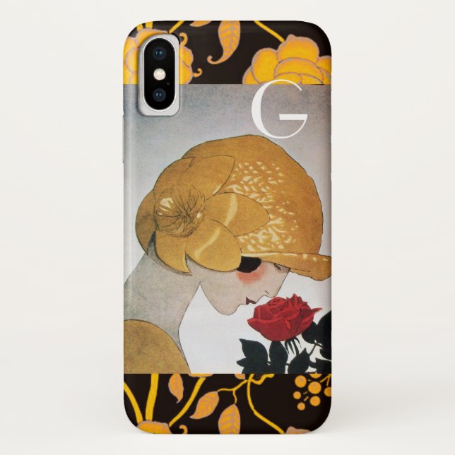 LADY MIT ROTE ROSE MONOGRAM Case-Mate iPhone HÜLLE (Rückseite)