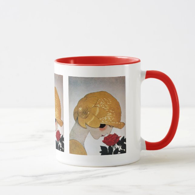 LADY MIT ROTE ROSE TASSE (Rechts)