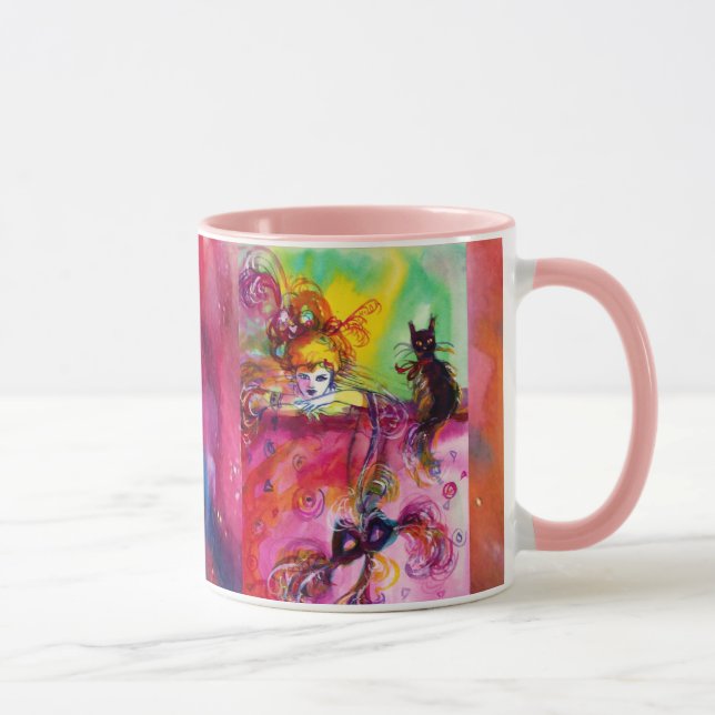 LADY MIT SCHWARZKATZE / Venezianischer Maskerade Tasse (Rechts)