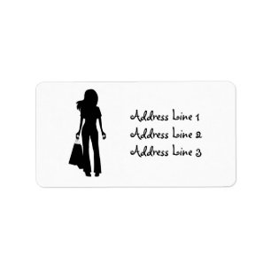 Lady mit Shopping Bags Silhouette-Adressetikett Adressaufkleber