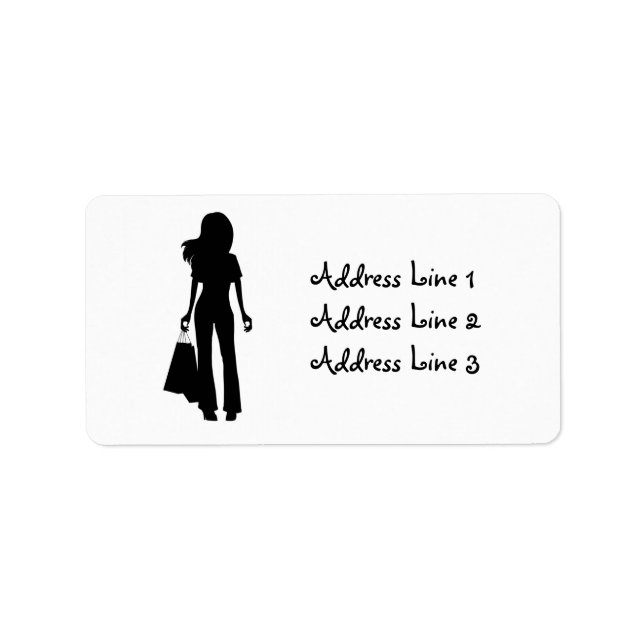 Lady mit Shopping Bags Silhouette-Adressetikett Adressaufkleber (Vorne)