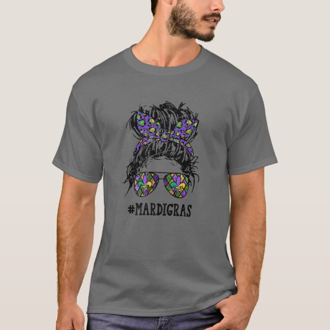 Lady mit Sonnenbrille Funny Mardi Gras Party Costu T-Shirt (Vorderseite)