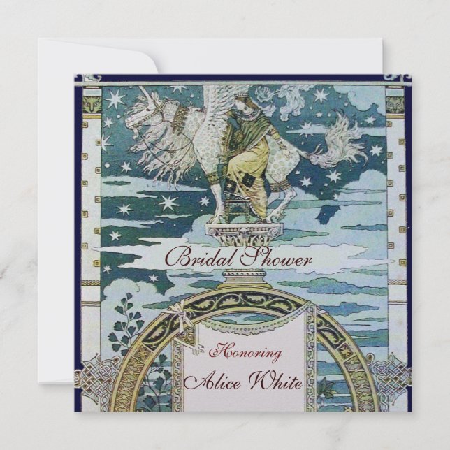 LADY MIT UNICORN BRAUTPARTY PARTY Ice White Einladung (Vorderseite)