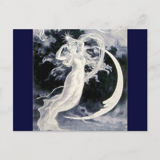 Lady Moon Stars Postkarte (Vorderseite)