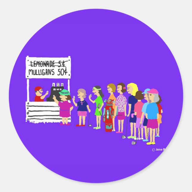 Lady Mulligan Golf Cartoon Stickers (Vorderseite)