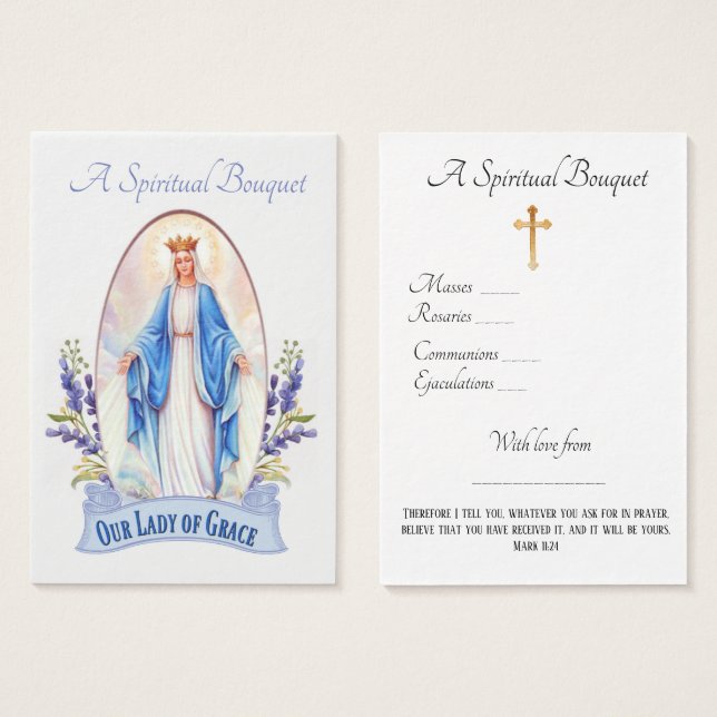 Lady of Grace Spiritual Bouquet Gebet Heilige Kart (Vorne & Hinten)