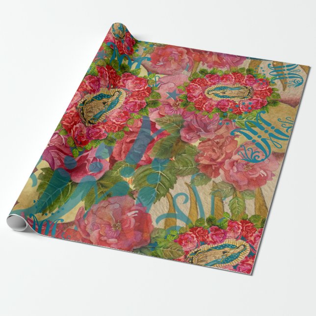 Lady of Guadalupe & Rose Geschenkpapier (Ungerollt)