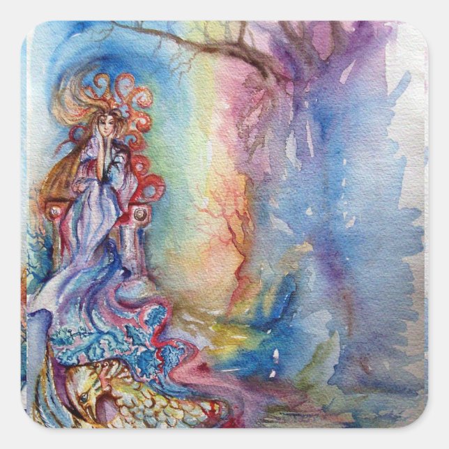 LADY OF LAKE , Magie und Mystery Quadratischer Aufkleber (Vorderseite)