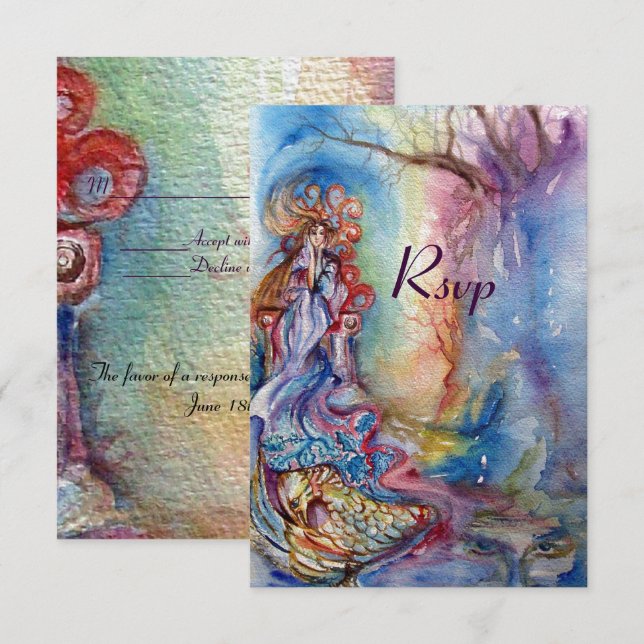 LADY OF LAKE , strahlend blaurosa uAwg Einladung (Vorne/Hinten)