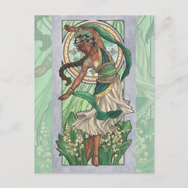 Lady of May Art Nouveau Birthstone Series Postkarte (Vorderseite)