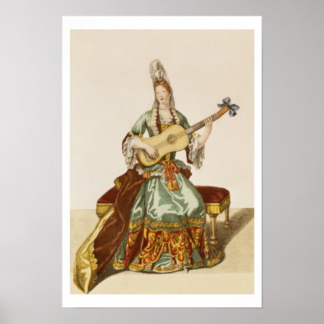 Lady of Quality Playing the Guitar, fashion plate, Poster (Vorne)
