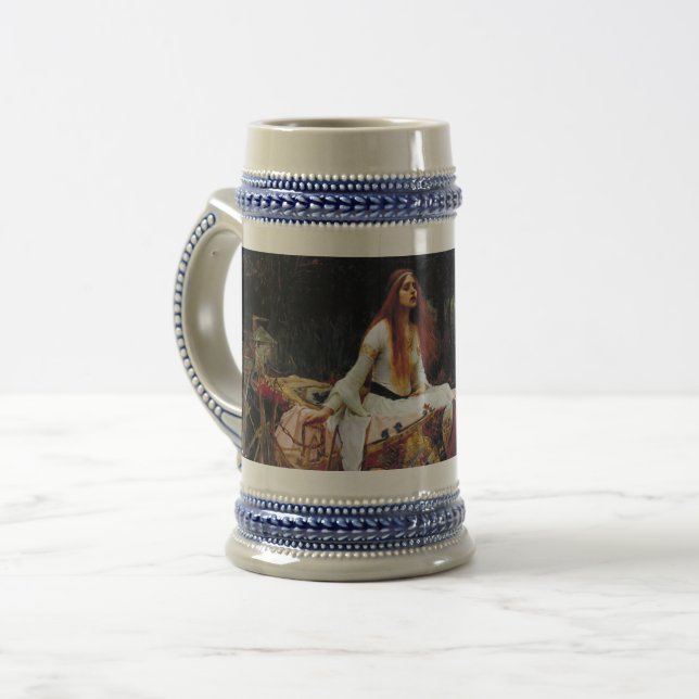 Lady of Shallot Boat Waterhouse Art 16oz Bier Tass Bierglas (Vorderseite Links)