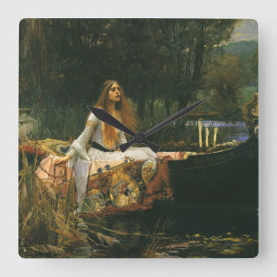 Lady of Shalott auf dem Boot von John William Wate Quadratische Wanduhr