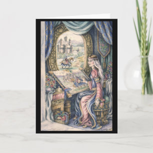 Lady of Shalott Zeichnend Grußkarte Karte