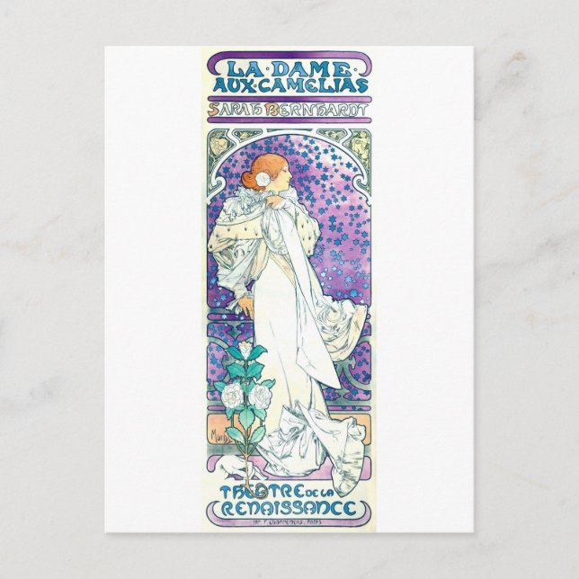 Lady of the Camelias, Alphonse Mucha Postkarte (Vorderseite)