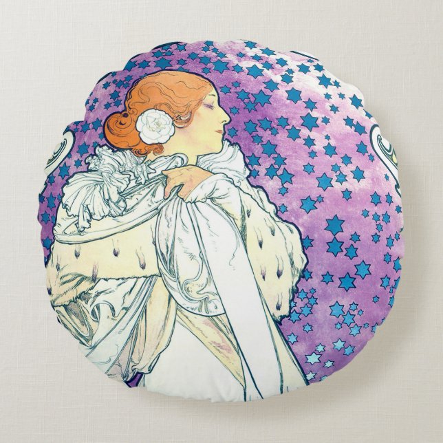 Lady of the Camelias, Alphonse Mucha Throw Kissen (Vorderseite)